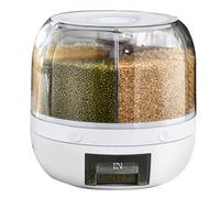 MRNHA 360° Rotating Grain Dispenser Grain Storage Box Transparent Sealed Jar Circular Kitchen Rice 1 Pieces