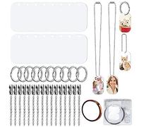 MRNHA 44Pcs Sublimation Stamping Blank Aluminum Dog Tags, with Chain Necklace Chain Key Rings Heat Tape for Pet ID, Pendant