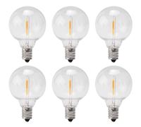 MRNHA 6Pcs G40 Led Replacement Light Bulbs, E12 Screw Base Shatterproof LED Globe Bulbs for Solar String Lights Warm White