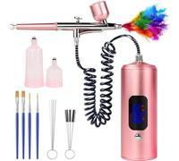 MRNHA LCD Air Brush Kit with Air Compressor, 3 Gear Pressure Cordless Airbrush Machine with Hose for Cosmetics, Painting Art