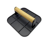 MRNHA Meat with Wooden Handle 6in Square Burger Aluminum Hamburger Smasher Tool Use for Grill and Griddle Cooking