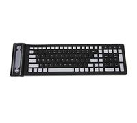 MRNHA Portable Mini Flexible Roll Up Water Washable Soft Silicone Wireless Keyboard with USB Receiver for PC Tablet Laptop Computer