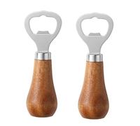 MRNHA Stainless Steel Beer Bottle Opener with Wood Handle, Kitchen Tools, Anniversary Wedding Gift Silver