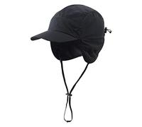 MRNHA Waterproof Winter Hats Warm Polyester Lined Earflaps Baseball Cap,Black