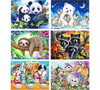 Mrnsiet 6 Pack Diamond Painting Kits for Adults and Kids, 5D DIY Diamond Art Kits,Full Drill DIY Animals Paint by Number Diamond Art Paintings Home Wall Decor (16x12inch/40x30cm)