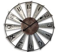 Mrocioa 24inch Windmill Distressed Metal Wall Clocks Rustic Large Decorative Clock Oversized Farmhouse Decor,Non Ticking,Battery Operated