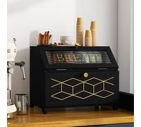 MROJISC Black Bread Bin, Wooden Bread Bin Double Layer with Transparent Window, Large Breadbox Bread Bins for Kitchen Countertop Food Storage