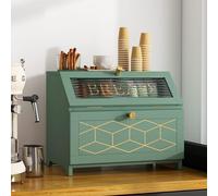 MROJISC Green Bread Bin, Wooden Bread Bin Double Layer with Transparent Window, Large Breadbox Bread Bins for Kitchen Countertop Food Storage