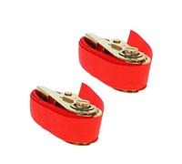 MroMax 0.8M x 25mm Ratchet Tie Down Strap Cargo Lashing Straps Up to 250Kg, Red 2Pcs