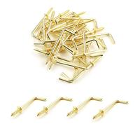 MroMax 1-1/4" 30Pcs 7- Shaped Screw Right-Angle Hooks 1.65" Total Length Copper Plated Carbon Steel Self-Tapping Screws L Shape Hook 42 x 15mm (LxW) for Home Workplace Office Yellow Tone