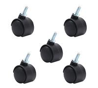 MroMax 1.15 Inch Swivel Caster Wheels 360 Degree Threaded Stem Caster Wheel, M6 x 15mm Black Tone 5pcs