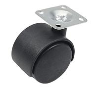 MroMax 1.5 Inch Swivel Casters Twin Wheel,Top Plate Mount Swivel Caster Black 1Pcs