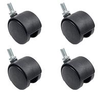 MroMax 1.5 Inch Swivel Castor Wheels 360 Degree Threaded Stem Caster Wheel, M8 x 15mm Black Tone 4pcs