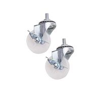MroMax 1.97 Inch Swivel Caster Wheels PP 360 Degree Threaded Stem Caster Wheel, 66lb Capacity Each Wheel with Brake, Pack of 2