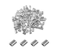 MroMax 100PCS M1 Steel Cables Aluminium Wire Rope Ferrules Sleeves Silver Tone