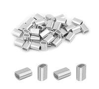 MroMax 100PCS M2.5 Steel Cables Aluminium Wire Rope Ferrules Sleeves Silver Tone