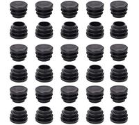 MroMax 100Pcs Plastic Plug 19mm Outer Diameter End Caps Tube Inserts Round Furniture Table Chair Legs Floor Black