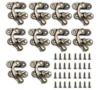 MroMax 10Pcs Antique Left Latch Hook Hasp Vintage Lock Clasp Swing Arm Latch with Screws Plated Bronze for Suitcase Case Jewelry Wooden Boxes and DIY Handicrafts 32 x 27mm/1.26 x 1.06 inch