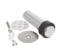 MroMax 1Pcs Door Stops 120mm Cylindrical Floor Door Stopper Solid Stainless Steel with Rubber Bumper-Safety Floor Mount Doorstop Heavy Duty Home Commercial Industrial Silver Tone