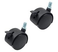 MroMax 2 Inch Swivel Castor Wheels 360 Degree Threaded Stem Caster Wheel with Brake, M10 x 15mm Black Tone 4pcs