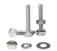 MroMax 20 Sets 1/4-20 x 1-1/2" Hex Head Screw Bolt, Nuts, Flat Washer & Spring Lock Washers Kits,Fully Threaded, Stainless Steel 18-8(304), Bright Finish