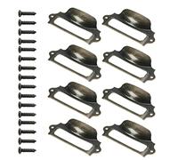 MroMax 20PCS Label Holder Frame Pull Handles Iron Use for Office Library File Cabinet Card M2.5x12mm Bronze Tone