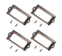 MroMax 20Pcs Metal Label Frame, 70 x 33mm Red Bronze Label Frame Card Holders with Screws for Office Library Furniture Card File Drawer Cabinet