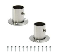 MroMax 25mm Dia Wardrobe Pipe Bracket, Wall Mounted Rail Rod Support Socket 2pcs