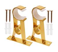 MroMax 2Pcs 110 X 80 X 20mm Curtain Rod Bracket Aluminum Alloy Single Holder Support for 25-30mm Drapery Rod Gold