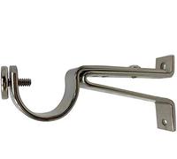 MroMax 2Pcs 117 x 76 x 18mm Curtain Rod Brackets Wall Holder Iron Single Holder Support for 35-38mm Drapery Rod Silver Tone