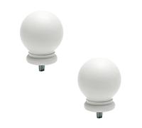 MroMax 2Pcs 40 X 35mm Curtain Rod Finials Window Treatment Drapery Rods Fit for 5/8 Inch Dia Rod Plastic End White