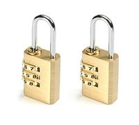 MroMax 2PCS Combination Lock Solid Brass 3 Copper Digit Padlock for Indoor and Outdoor Rustless Die-Cast Set Your Own Combination Padlock 23mm Height Shackle Brass Tone