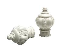 MroMax 2PCS Curtain Rod Finial,Plastic Hollow Curtain Rod Pole Decorative End Cap 27mm Inner Diameter Corolla Head Ivory White Fit for 1inch Outer Dia Rod