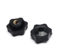 MroMax 2Pcs Female Thread Perforation M8 38mm Dia Hexagon Shape Plastic Bakelite Knob Handle for Machine Tool Black
