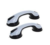 MroMax 2Pcs Grab Bar Suction Shower Handle Bathroom Balance Bar Safety Hand Rail Support for Hotel Motel Home Black-White 280x90x70mm(DxTxH)