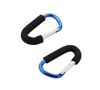 MroMax 2Pcs Hook Clip 140x80mm Large D Type Shopping Bag Carry Handle Carabiner with Sponge for Baby Pushchair Pram Stroller Hanger Trolley Mummy Clip Holder Blue
