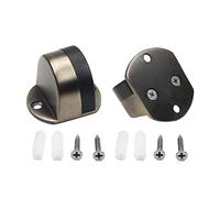 MroMax 2Pcs Round Door Stop 38mm Heavy Duty Simple Doorstop Floor Mount Solid Metal Stainless Steel Pad Cylindrical Ground Screw for Home Office Hotel Workstation Bronze Tone