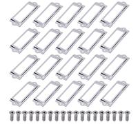 MroMax 3.15"x1.38" (LxW) Stainless Steel Label Frame 80x35mm Tag Name Card Label Holders with M2.5x8mm Mounting Screws for Office Library Furniture Card File Cabinet Silver Tone 30Pcs