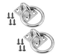 MroMax 304 Stainless Steel M8 50x40mm/1.96"x1.57" (L x W) Square Sail Shade Pad Eye Plate with Ring 2pcs