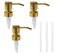 MroMax 3Pcs 304 Stainless Steel Soap and Lotion Dispensers Replacement Pump for 28/400 Bottles Jars, Bathroom Lotion Pump Head Champagne Gold Tone