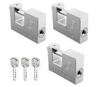 MroMax 3Pcs 70mm D-Shape Hardened Keyed Alike Padlocks, Silver, Key Lock, School Gym Locker, Sports Locker, Fence, Toolbox, Case, Hasp Storage