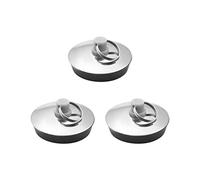 MroMax 3Pcs Stainless Steel Sink Plug Drain Stopper Fit 33mm with Ring for Bathtub Kitchen Bathroom Silver, Black