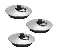 MroMax 3Pcs Stainless Steel Sink Plug Drain Stopper Fit 39mm with Ring for Bathtub Kitchen Bathroom Silver, Black