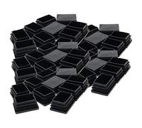 MroMax 40mm x 20mm Rectangle PP Tubing End Cap Steel Furniture Pipe Tube Cover Insert Black 50 Pcs