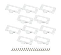 MroMax 48x35mm Label Holder Pull Handles, Vintage Zinc Alloy Label Frame Drawer Knobs for Cabinet Cupboard, White Tone 20pcs with Screws