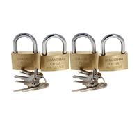 MroMax 4Pcs Padlock 30mm Width Short Brass Metal Lock Key for Toolbox Cabinet Door Room Jewelry Case Keyed Different Brass Tone