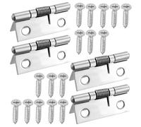 MroMax 4Pcs Self Closing Spring Hinge for Cabinet, 1.5 Inch Length Silver Stainless Steel Spring Loaded Hinges Hardware for Door, Cabinet Door, Box and DIY