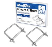 MroMax 4Pcs Square U-Bolts 2-1/2 Inch Inner Width, M8 x 65 x 80mm 304 Stainless Steel U-Bolts with Frame Plates and Nuts, 3.15 Inch Length, for Automobiles Trailer, Ski Boat, Sailboat and Trailer