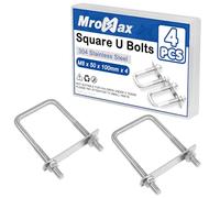 MroMax 4Pcs Square U-Bolts 2 Inch Inner Width, M8 x 50 x 100mm 304 Stainless Steel U-Bolts with Frame Plates and Nuts, 3.94 Inch Length, for Automobiles Trailer, Ski Boat, Sailboat and Trailer