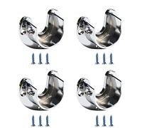 MroMax 4Pcs Zinc Alloy Closet Pole Sockets, 1.5 inch Diameter Wardrobe Bracket Holder, Shower Curtain Rod Pole End Supports Sockets Flange, U Shaped, for Wardrobe Bracket Shower Curtain Rod